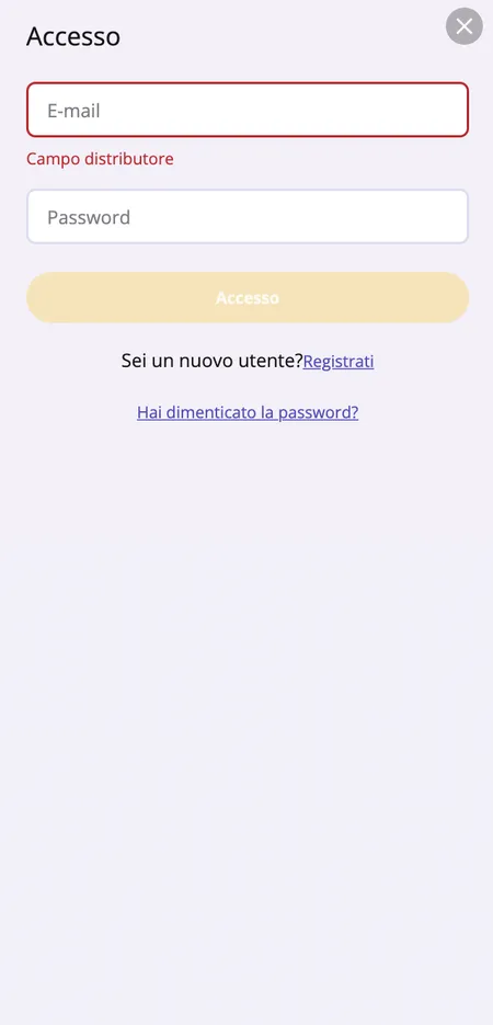 Schermata di accesso Stellare Casino con campi email e password